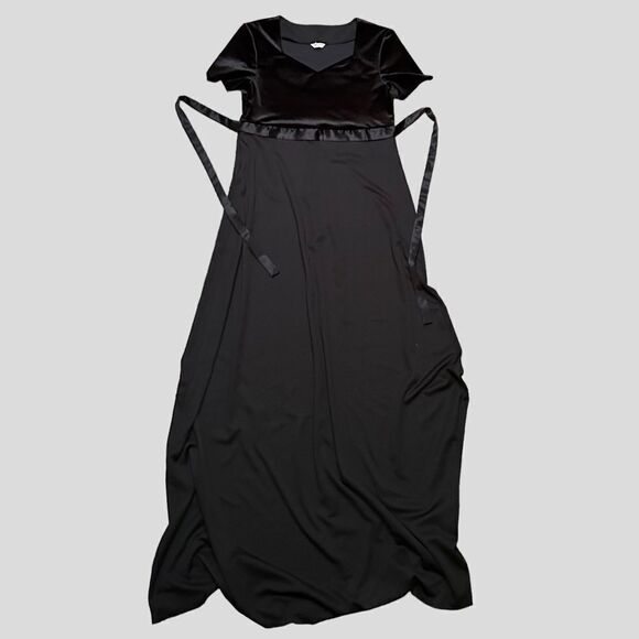 Vintage Full Length Black Dress with Velvet Top - Picture 1 of 8